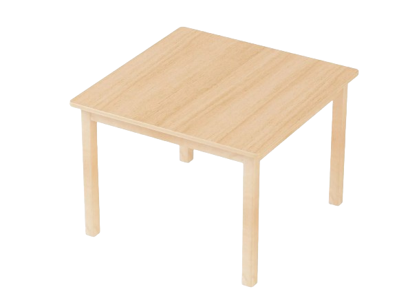 Quadratischer Tisch aus hellem Holz