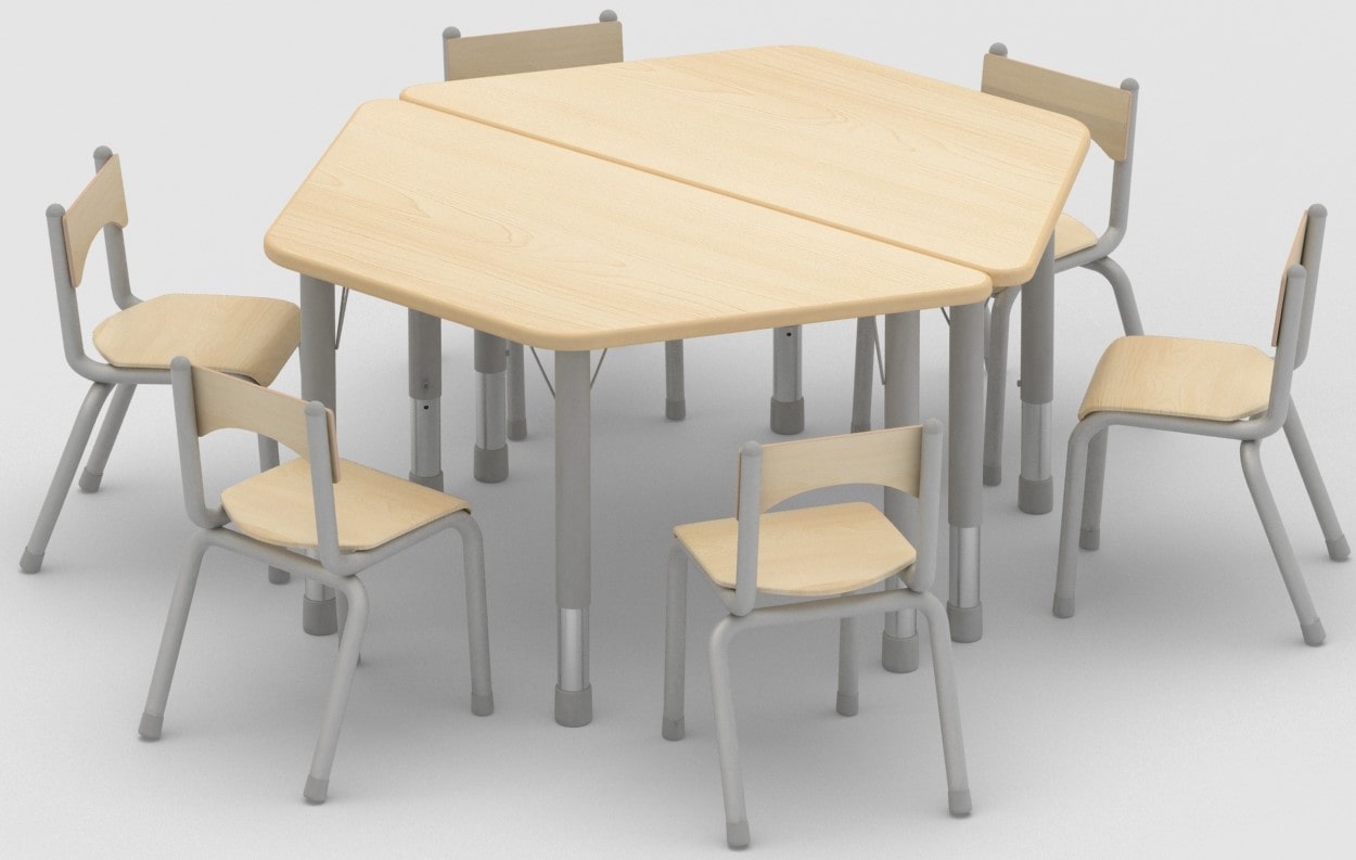 Trapezoidal table and chairs-min